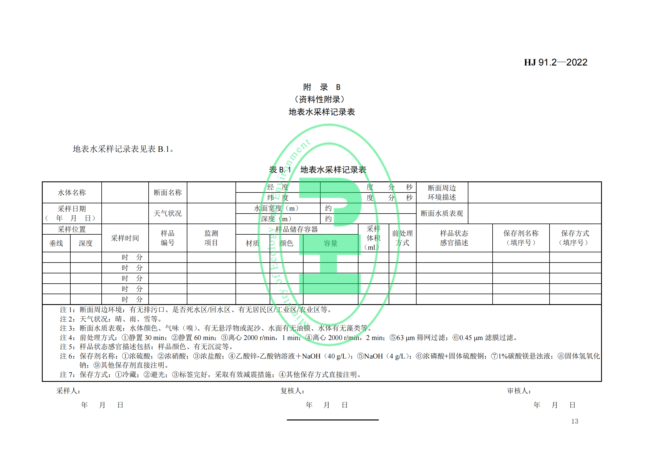 地表水环境质量监测技术规范│标准号：HJ 91.2—2022部分代替 HJ/T 91—2002